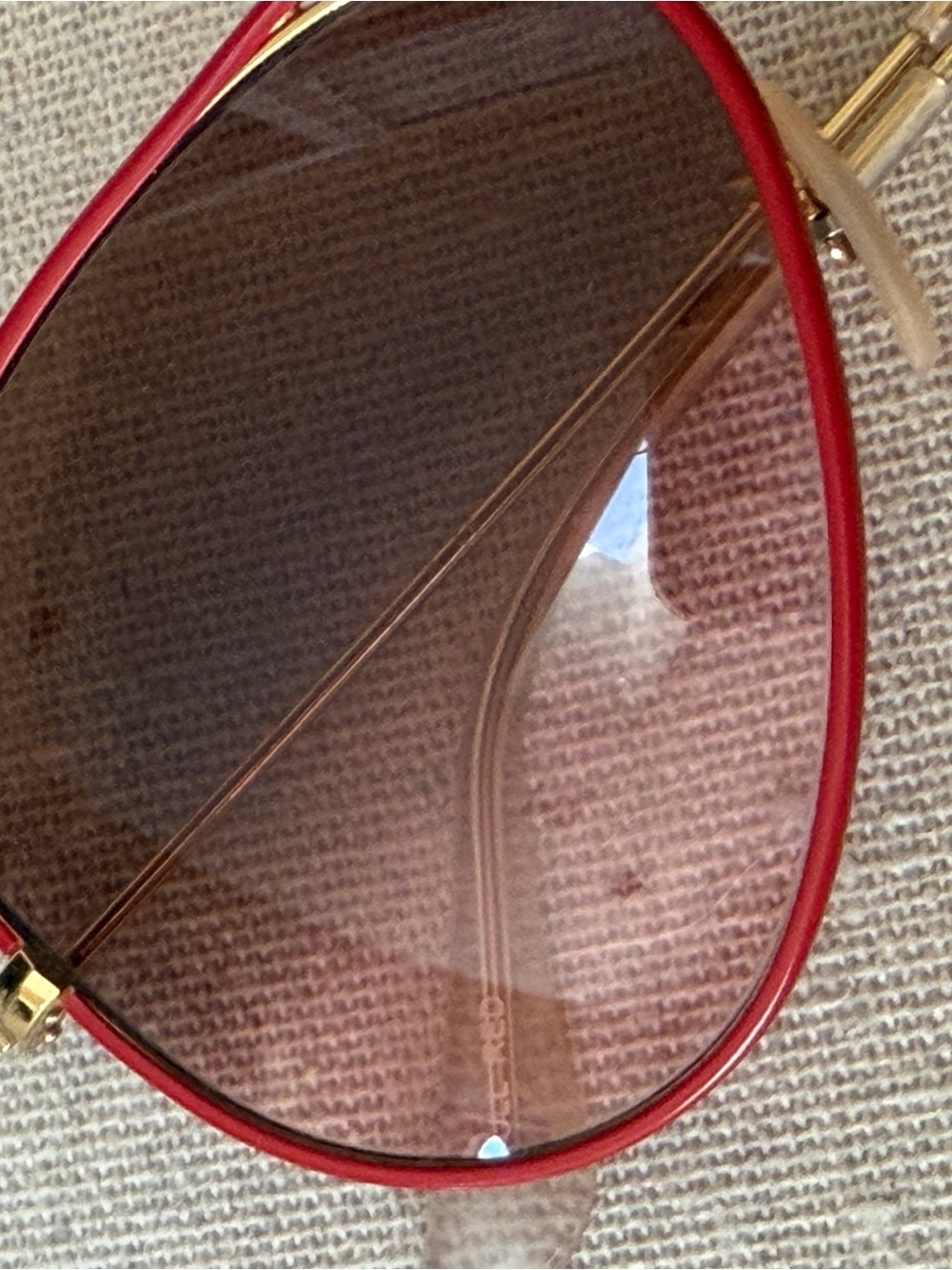 Ray-Ban Kids Red Aviator Sunglasses with Brown Lenses and Gold Trim